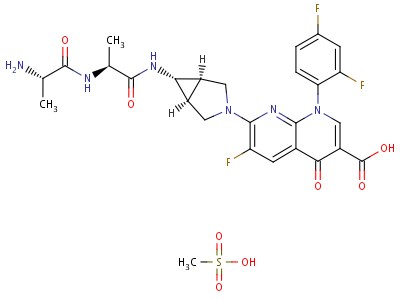 甲磺酸阿拉曲伐沙星结构式,157605-25-9结构式