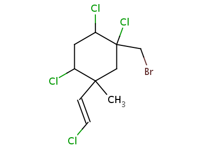 (1R)-1β,2β,4β-三氯-5β-[(e)-2-氯乙烯基]-1-(溴甲基)-5-甲基环己烷结构式,54279-01-5结构式