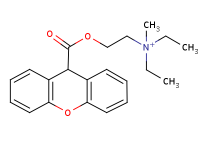 N,N-二乙基-N-甲基-2-[(9H-氧杂蒽-9-基羰基)氧基]-乙铵结构式,5818-17-7结构式