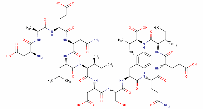 L-alpha-天冬氨酰-L-丙氨酰-L-alpha-谷氨酰-L-天冬氨酰胺酰-L-亮氨酰-L-异亮氨酰-L-alpha-天冬氨酰-L-丝氨酰-L-苯丙氨酰-L-谷氨酰胺酰-L-alpha-谷氨酰-L-异亮氨酰-L-缬氨酸结构式_100111-07-7结构式