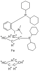 (R)-(-)-[(R)-2-Dicyclohexylphosphinoferrocenyl](N,N-dimethylamino)(2-dicyclohexylphosphinophenyl)methane Structure,1016985-24-2Structure