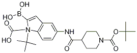 1H-Indole-1-carboxylic acid, 2-borono-5-[[[1-[(1,1-dimethylethoxy)carbonyl]-4-piperidinyl]carbonyl]amino]-, 1-(1,1- dimethylethyl) ester Structure,1021342-82-4Structure