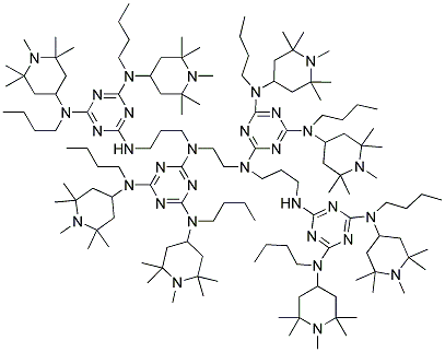 1,5,8,12-四[4,6-二(N-丁基-N-1,2,2,6,6-五甲基-4-哌啶基氨基)-1,3,5-三嗪-2-基]-1,5,8,12-四氮杂十二烷结构式_106990-43-6结构式
