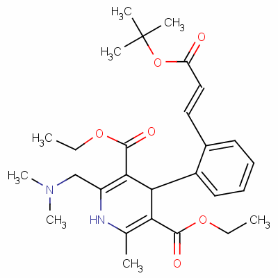 Diethyl 2-(dimethylaminomethyl)-6-methyl-4-[2-[(e)-3-[(2-methylpropan-2-yl)oxy]-3-oxoprop-1-enyl]phenyl]-1,4-dihydropyridine-3,5-dicarboxylate Structure,108687-08-7Structure