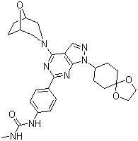 1-(4-(4-(8-噁-3-氮杂双环[3.2.1]-3-辛基)-1-(1,4-二噁螺[4.5]-8-癸基)-1H-吡唑并[3,4-d]嘧啶-6-基)苯基)-3-甲基脲结构式_1144068-46-1结构式