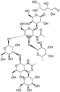 6-脱氧-alpha-L-甘油-己糖吡喃糖苷-(1->3)-[beta-D-甘油-己糖吡喃糖苷-(1->3)-2-乙酰氨基-2-脱氧-beta-D-苏-己糖吡喃糖苷-(1->3)-beta-D-苏-己糖吡喃糖苷-(1->4)]-(2Xi)-2-乙酰氨基-2-脱氧-B乙基A-D-阿拉伯糖-己糖吡结构式_115236-58-3结构式