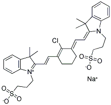 3H-indolium, 2-[2-[2-chloro-3-[[1,3-dihydro-3,3-dimethyl-1-(3-sulfopropyl)-2h-indol-2-ylidene]ethylidene]-1-cyclohexen-1-yl]ethenyl]-3,3-dimethyl-1-(3-sulfopropyl)-, inner salt, sodium salt Structure,115970-63-3Structure