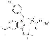 钠3-{1-(4-氯苄基)-5-异丙基-3-[(2-甲基-2-丙基)硫基]-1H-吲哚-2-基}-2,2-二甲基丙酸酯结构式_118427-55-7结构式