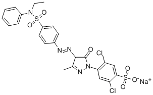 Benzenesulfonic acid, 2,5-dichloro-4-[4-[[2-[(ethylphenylamino) sulfonyl]phenyl]azo]-4,5-dihydro-3 -methyl-5-oxo-1h-pyrazol-1-yl]-, sodium salt Structure,12217-38-8Structure