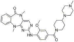 5,11-二氢-2-[[2-甲氧基-4-[[4-(4-甲基-1-哌嗪基)-1-哌啶基]羰基]苯基]氨基]-5,11-二甲基-6H-嘧啶并[4,5-B][1,4]苯并二氮杂卓-6-酮结构式_1234480-84-2结构式