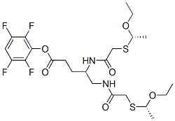 4,5-双[s(1-乙氧基乙基-疏基乙酰胺-戊酸-2,3,5,6-四氟苯酯结构式