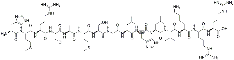L-组氨酰-L-蛋氨酰-L-精氨酰-L-丝氨酰-L-丙氨酰-L-蛋氨酰-L-丝氨酰甘氨酰-L-亮氨酰-L-组氨酰-L-亮氨酰-L-缬氨酰-L-赖氨酰-L-精氨酰-L-精氨酸结构式_125911-68-4结构式