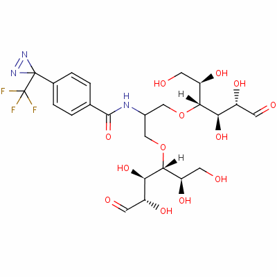 N-[1,3-二[[(2R,3R,4R,5S)-1,2,4,5-四羟基-6-氧代己烷-3-基]氧基]丙-2-基]-4-[3-(三氟甲基)二氮杂环丙烯-3-基]苯甲酰胺结构式_129461-18-3结构式