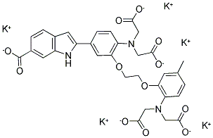 2-[4-[二(羧甲基)氨基]-3-[2-[2-[二(羧甲基)氨基]-5-甲基苯氧基]乙氧基]苯基]-1H-吲哚-6-羧酸钾盐(1:5)结构式_132319-56-3结构式