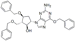 (1S,2S,3S,5S)-5-(2-Amino-6-(benzyloxy)-9H-purin-9-yl)-3-(benzyloxy)-2-(benzyloxymethyl)cyclopentanol Structure,142217-77-4Structure