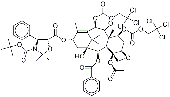 13-{[(3-N-叔丁氧羰基)-2,2-二甲基-4S-苯基-1,3-恶唑烷-5R-基]甲酰基}-10-去乙酰基-7,10-二{[(2,2,2-三氯乙基)氧基]羰基}浆果赤霉素III结构式_143527-76-8结构式
