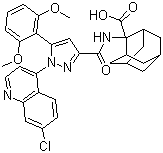 2-[[[1-(7-氯-4-喹啉)-5-(2,6-二甲氧基苯基)-1H-吡唑-3-基]羰基]氨基]-三环[3.3.1.13,7]癸烷-2-羧酸结构式_146362-70-1结构式