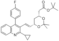 1,3-Dioxane-4-acetic acid, 6-[(1E)-2-[2-cyclopropyl-4-(4-fluorophenyl)-3-quinolinyl]ethenyl]-2,2-dimethyl-, 1,1-dimethylethyl ester, (4R,6S)- Structure,147489-06-3Structure