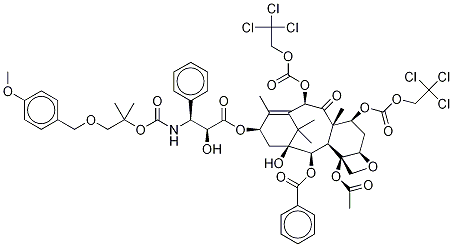 N-去-t-叔丁氧羰基-N-2-[2-甲基-1-(4-甲氧基苯基)甲氧基]丙基氧基碳二甲基苯基-7,10-O-二{[(2,2,2-三氯乙基)氧基]羰基}多西他赛结构式_154044-74-3结构式