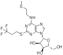 (2R,3s,4r,5r)-2-(hydroxymethyl)-5-(6-((2-(methylthio)ethyl)amino)-2-((3,3,3-trifluoropropyl)thio)-9h-purin-9-yl)tetrahydrofuran-3,4-diol Structure,163706-58-9Structure