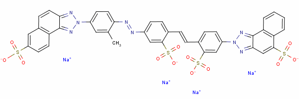 2-[4-[2-[4-[[2-甲基-4-(7-磺酸基-2H-萘并[1,2-d]三唑-2-基)苯基]偶氮]-2-磺酸基苯基]乙烯基]-3-磺酸基苯基]-2H-萘并[1,2-d]三唑-5-磺酸四钠盐结构式_16596-97-7结构式