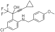 (S)-5-chloro-a-(Cyclopropylacetenyl)-2-[((4-methoxyphenyl)methyl)amino]-a-(trifluoromethyl) benzenemethanol (E-4) Structure,173676-60-3Structure