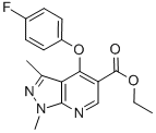 4-(4-氟苯氧基)-1,3-二甲基-1H-吡唑并[3,4-b]吡啶-5-羧酸乙酯结构式_174842-35-4结构式