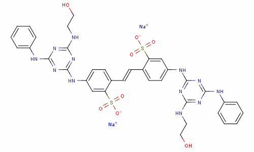 2,2-(1,2-乙烯二基)双[ 5-[[4-[(2-羟基乙基)氨基]-6-(苯基氨基)-1,3 ,5-噻嗪-2-基]氨基]-苯磺酸二钠结构式_17958-73-5结构式