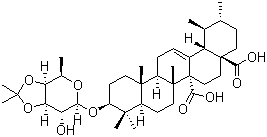 (3BETA)-3-[[6-去氧-3,4-O-(1-甲基亚乙基)-BETA-D-吡喃半乳糖基]氧基]乌苏-12-烯-27,28-二酸结构式_182132-59-8结构式