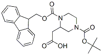 4-Boc-1-fmoc-2-piperazine acetic acid;2-(1-(9h-fluoren-9-ylmethoxycarbonyl)-4-((2-methylpropan-2-yl)oxycarbonyl)piperazin-2-yl)acetic acid Structure,183742-34-9Structure