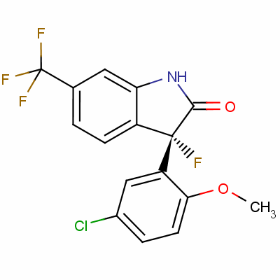 (3R)-3-(5-氯-2-甲氧基苯基)-3-氟-6-(三氟甲基)-1H-吲哚-2-酮结构式_187523-35-9结构式