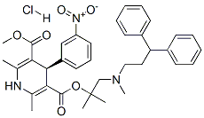 1-[(3,3-二苯基丙基)(甲基)氨基]-2-甲基-2-丙基甲基2,6-二甲基-4-(3-硝基苯基)-1,4-二氢-3,5-吡啶二羧酸酯盐酸盐(1:1)结构式_187731-34-6结构式