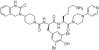 N-[2-[5-氨基-1(S)-[4-(4-吡啶基)哌嗪-1-甲酰基]戊基氨基]-1(R)-(3,5-二溴-4-羟基苄基)-2-氧代乙基]-4-(2-氧代-1,2,3,4-四氢喹唑啉-3-基)哌啶-1-甲酰胺结构式_204697-65-4结构式