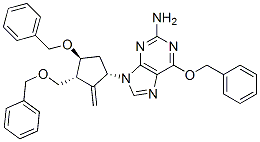 6-苄氧基-9-[(1S,3R,4S)-2-亚甲基-4-苄氧基-3-苄氧基甲基环戊基]-9H-嘌呤-2-胺结构式_204845-95-4结构式