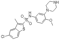 5-氯-N-[4-甲氧基-3-(1-哌嗪基)苯基]-3-甲基苯并[b]噻吩-2-磺胺结构式_209481-20-9结构式