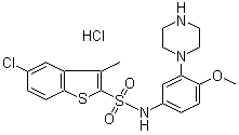 5-氯-N-[4-甲氧基-3-(1-哌嗪基)苯基]-3-甲基苯并[b]噻吩-2-磺胺盐酸盐结构式_209481-24-3结构式