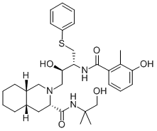 2-{2-Hydroxy-3-[(3-hydroxy-2-methylbenzoyl)amino]-4-(phenylsulfanyl)butyl}-n-(1-hydroxy-2-methyl-2-propanyl)decahydro-3-isoquinolinecarboxamide Structure,213135-56-9Structure