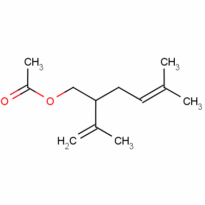 5-Methyl-2-(1-methylethenyl)-4-hexen-1-ol 1-acetate Structure,25905-14-0Structure