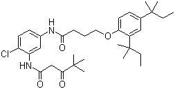 alpha-特戊酰基-N-[2-氯-5-[4-(2,4-二特戊基苯氧基)正丁酰胺基]]乙酰苯胺结构式_26110-32-7结构式