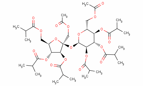 6-O-乙酰基-1,3,4-三-O-(2-甲基-1-氧代丙基)-beta-D-果糖呋喃糖基-alpha-D-吡喃葡萄糖苷6-乙酸酯2,3,4-三(2-甲基丙酸酯)结构式_27216-37-1结构式