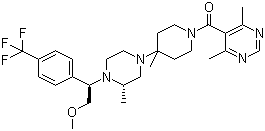 (4,6-二甲基-5-嘧啶基)[4-[(3S)-4-[(1R)-2-甲氧基-1-[4-(三氟甲基)苯基]乙基]-3-甲基-1-哌嗪基]-4-甲基哌啶-1-基]甲酮结构式_306296-47-9结构式
