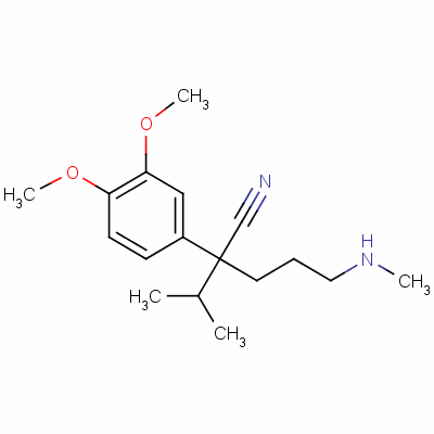 Rac D 617 (N-甲基-4-(3,4-二甲氧基苯基)-4-氰基-5-甲基己基胺)结构式_34245-14-2结构式