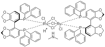 二甲基铵二氯三(μ-氯)二[(R)-(+)-5,5-二(二苯基膦基)-4,4-联-1,3-苯并二噁唑]二钌酸(II)结构式_346457-41-8结构式