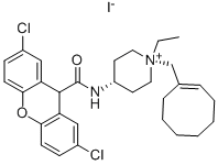 1-[(1E)-1-cycloocten-1-ylmethyl]-4-{[(2,7-dichloro-9h-xanthen-9-yl)carbonyl]amino}-1-ethylpiperidinium iodide Structure,353791-85-2Structure