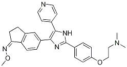 5-(2-(4-(2-(二甲基氨基)乙氧基)苯基)-5-(吡啶-4-基)-1H-咪唑-4-基)-2,3-二氢-1H-茚-1-酮o-甲基肟结构式_405554-85-0结构式