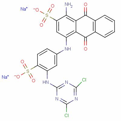 1-氨基-4-[[3-[(4,6-二氯-1,3,5-噻嗪-2-基)氨基]-4-硫苯基]氨基]-9,10-二氢-9,10-二氧代-2-蒽磺酸二钠结构式_4499-01-8结构式