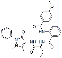 (9ci)-n-[(1s)-1-[[(2,3-二氢-1,5-二甲基-3-氧代-2-苯基-1H-吡唑-4-基)氨基]羰基]-2-甲基丙基]-2-[(4-甲氧基苯甲酰基)氨基]-苯甲酰胺结构式_471259-67-3结构式
