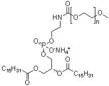 ALPHA-[(9R)-6-羟基-6-氧代-1,12-二氧代-9-[(1-氧代十六烷基)氧基]-5,7,11-三氧杂-2-氮杂-6-磷杂二十七烷-1-基]-OMEGA-甲氧基聚氧乙烯铵盐结构式_474922-84-4结构式