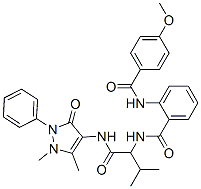 (9ci)-n-[1-[[(2,3-二氢-1,5-二甲基-3-氧代-2-苯基-1H-吡唑-4-基)氨基]羰基]-2-甲基丙基]-2-[(4-甲氧基苯甲酰基)氨基]-苯甲酰胺结构式_485810-18-2结构式