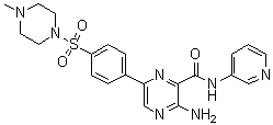 3-氨基-6-[4-(4-甲基哌嗪-1-基)磺酰基苯基]-n-吡啶-3-基吡嗪-2-羧酰胺结构式_486424-20-8结构式